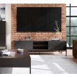 Szafka RTV Riva 170 cm czarna z metalowymi nogami w stylu nowoczesnym do salonu