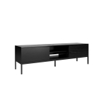 Szafka RTV Riva 170 cm czarna z metalowymi nogami w stylu nowoczesnym do salonu