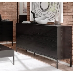 Szeroka komoda Riva 150 cm czarna z 6 szufladami w stylu nowoczesnym do salonu, przedpokoju