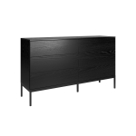 Szeroka komoda Riva 150 cm czarna z 6 szufladami w stylu nowoczesnym do salonu, przedpokoju