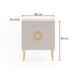 Szafka nocna Milano 46 cm w kolorze kaszmiru ze złotymi nóżkami w stylu eleganckim