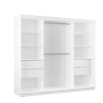 Szafa przesuwna More szerokości 240 cm z lamelami i lustrem w kolorze dąb artisan, czarnym