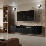 Komoda RTV wisząca Jose 3 200 cm czarna do salonu z ryflami
