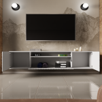 Komoda RTV wisząca Cody 7 200 cm kalejdoskop + biały z białym środkiem do salonu elegancka