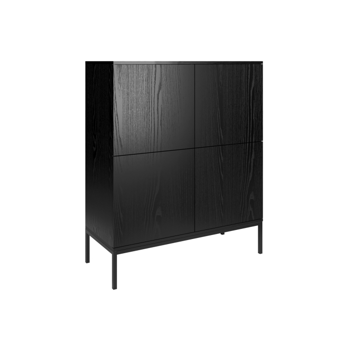 Wysoka komoda Riva 120 cm czarna z metalowymi nogami do salonu, przedpokoju