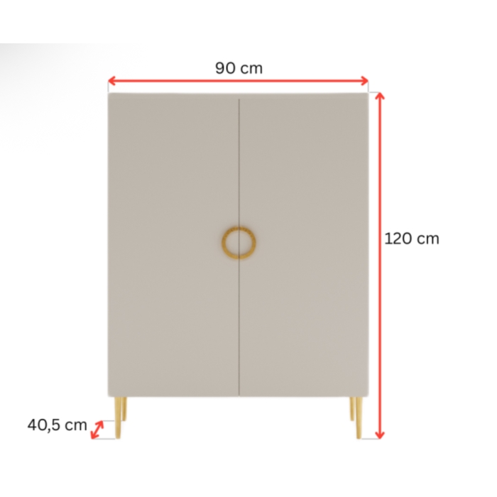 Komoda Milano 90 cm, dwudrzwiowa w kolorze kaszmir do salonu, przedpokoju
