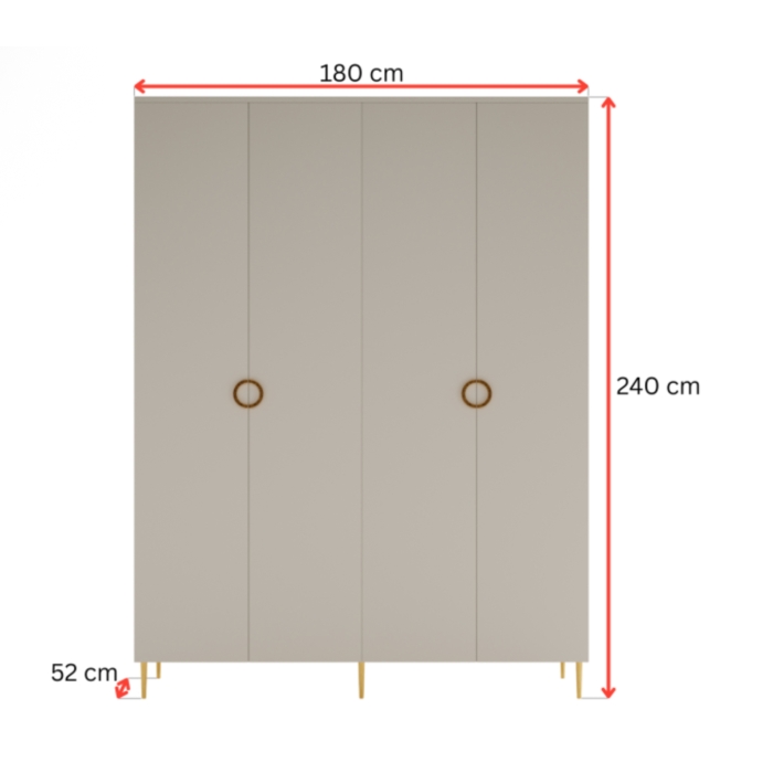 Szafa Milano 180 cm w kolorze kaszmiru z szufladami do sypialni, garderoby