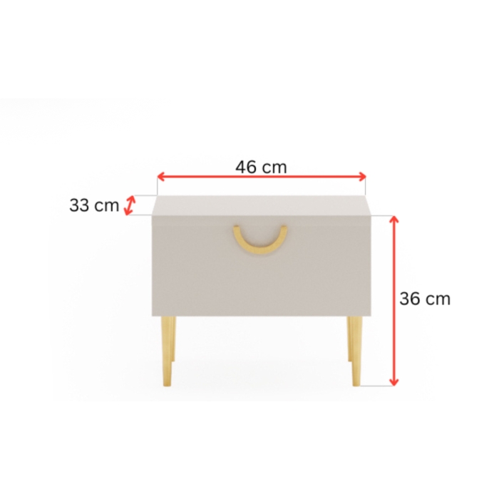 Szafka nocna Milano 2 46 cm ze złotymi dodatkami do sypialni