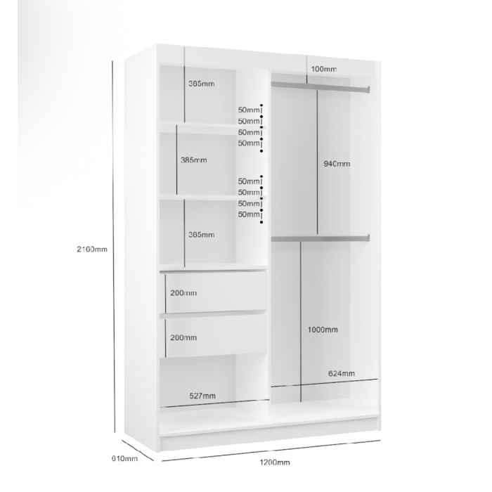 Szafa przesuwna Zone II 120 cm z lustrem