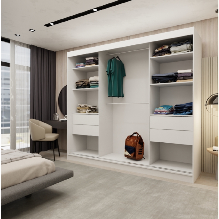 Szafa przesuwna Fresh 240 cm minimalistyczna trzydrzwiowa