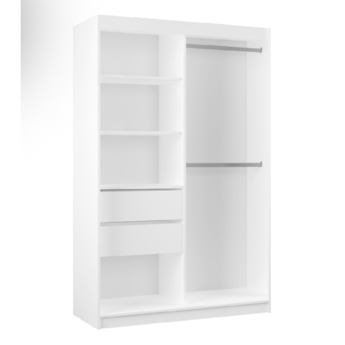Szafa przesuwna z lamelami i lustrem More szerokości 120 cm czarna i dąb artisan