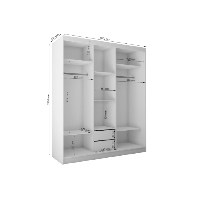 Szafa przesuwna Vivat II z lustrem 180 cm lacobel