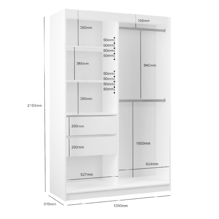 Szafa przesuwna Dafne II 120 cm z lustrem