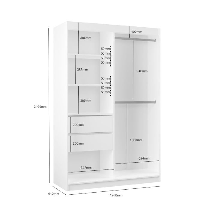 Szafa przesuwna Zone 120 cm z lustrem