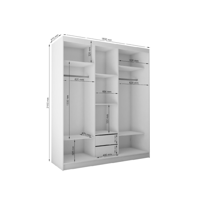 Szafa przesuwna Fason 180 cm z lustrem