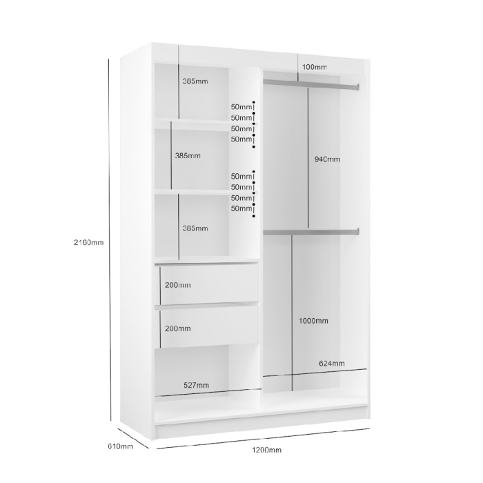 Szafa przesuwna Fason II 120 cm z lustrem