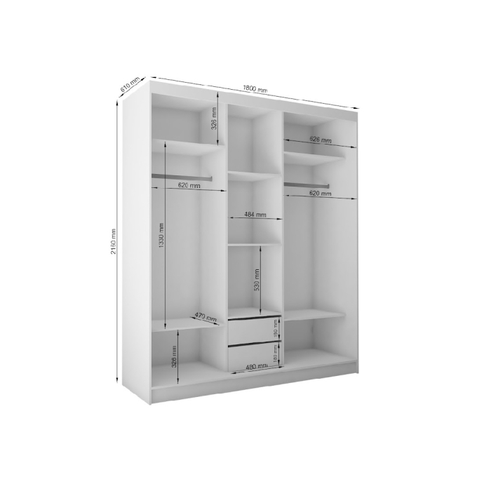 Szafa przesuwna Fresh 180 cm minimalistyczna trzydrzwiowa