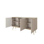 Komoda GROOVE K160 Beż – 3 szafki, ryflowane fronty