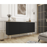 Komoda GROOVE K160 Beż – 3 szafki, ryflowane fronty