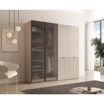 Zestaw Szaf NOVA FLUTE 202 – kaszmir, drążki + półki, ramka aluminiowa