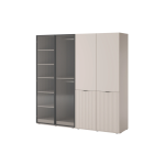 Zestaw Szaf NOVA FLUTE 202 – kaszmir, drążki + półki, ramka aluminiowa