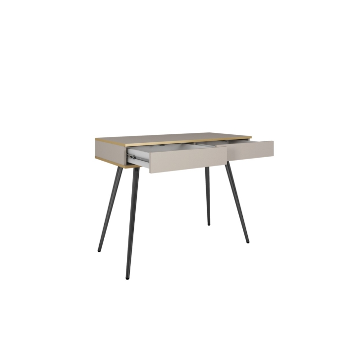 Toaletka / Konsola GROOVE T102 Beż – 2 szuflady, ryflowane fronty