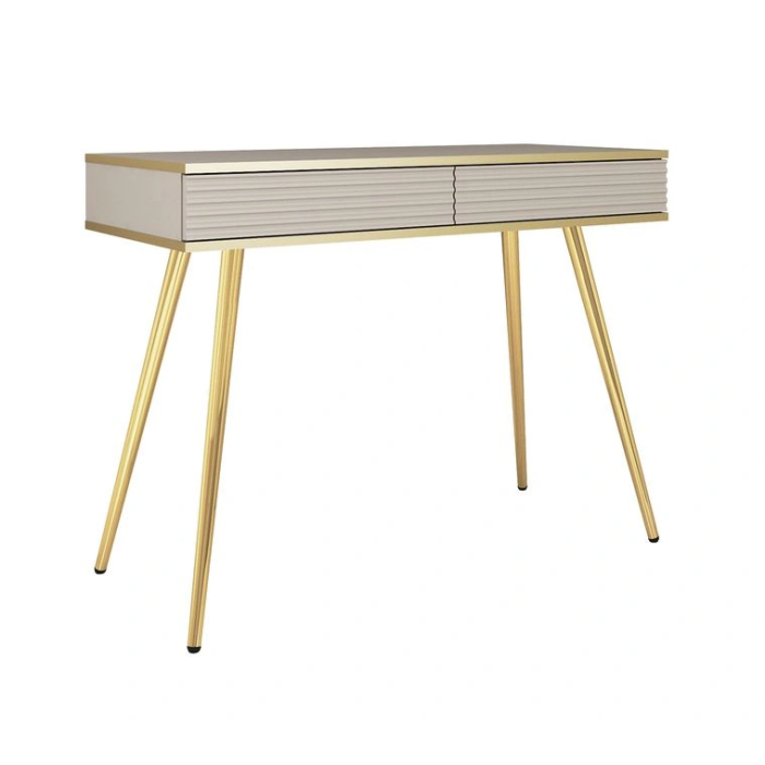 Toaletka / Konsola GROOVE T102 Beż – 2 szuflady, ryflowane fronty