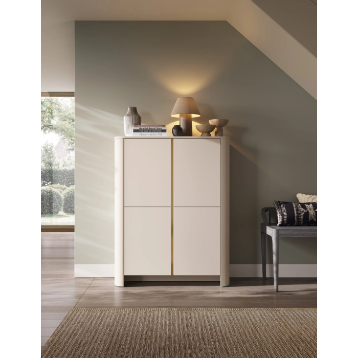Komoda SOFT EDGE K103 – 4 szafki z półkami (Kaszmir / Dąb Vicenza)