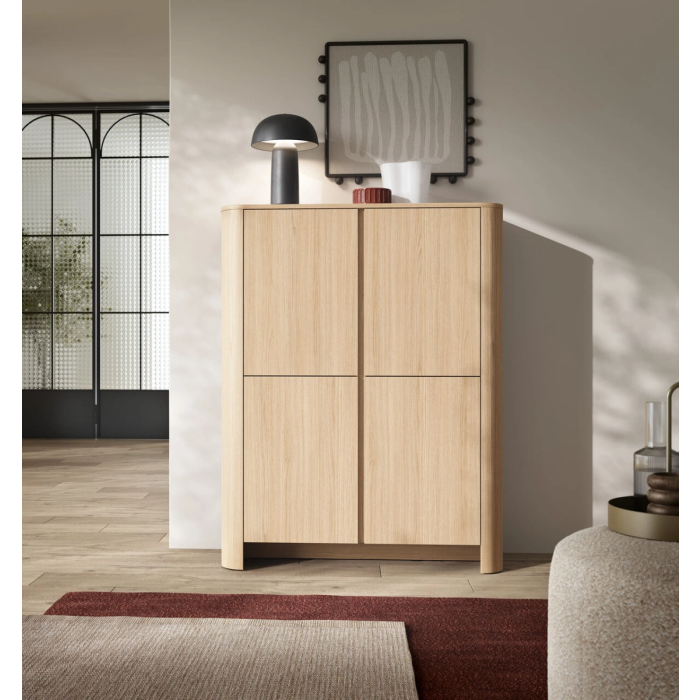 Komoda SOFT EDGE K103 – 4 szafki z półkami (Kaszmir / Dąb Vicenza)