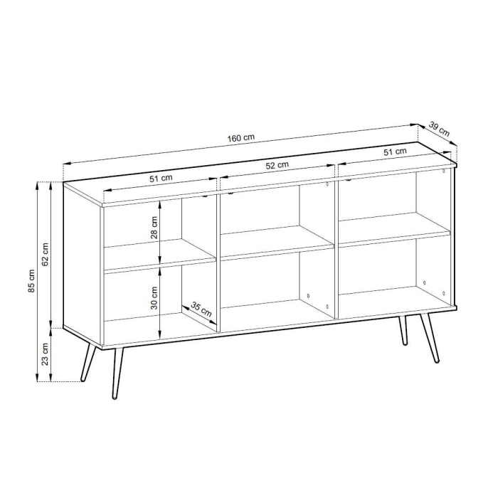 Komoda GROOVE K160 Beż – 3 szafki, ryflowane fronty