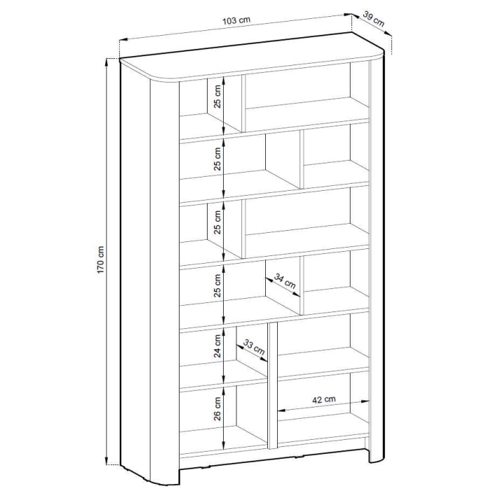 Regał SOFT EDGE RG103 – 2 szafki + półki (Kaszmir / Dąb Vicenza)