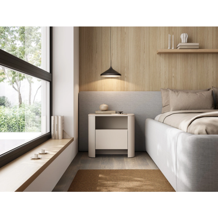 Stolik nocny SOFT EDGE 52 Kaszmir – wnęka + szuflada