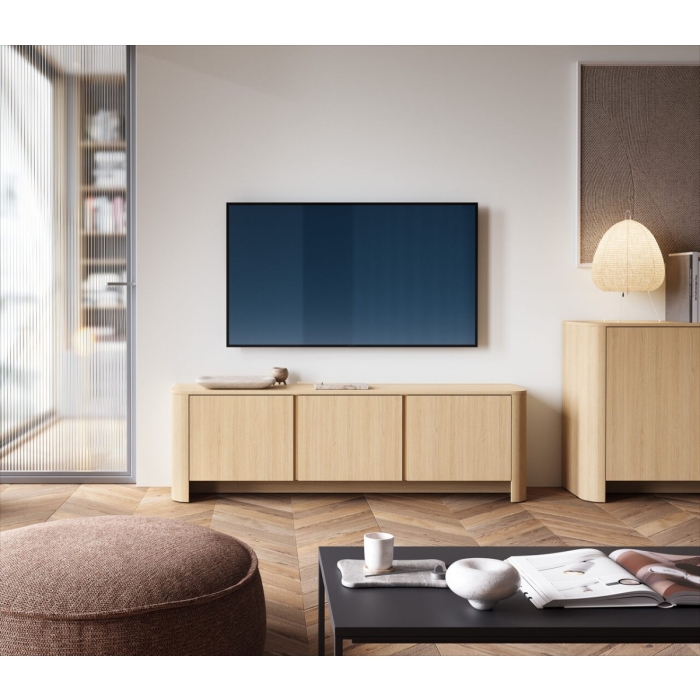Zestaw Mebli SOFT EDGE – Dąb Vicenza (Regał RG103 + RTV 168 + Komoda KSZ168)