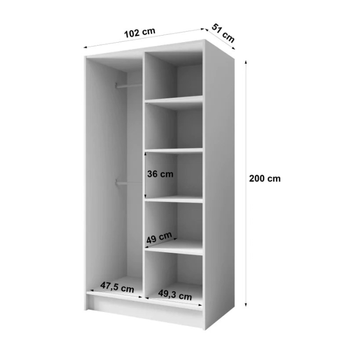 Szafa modułowa LALA w kolorach biały / czarny / kaszmir – do wyboru szerokość 100, 150 lub 200 cm