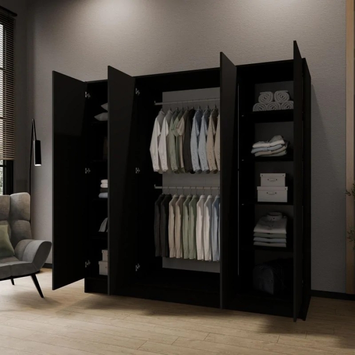 Szafa modułowa LALA w kolorach biały / czarny / kaszmir – do wyboru szerokość 100, 150 lub 200 cm