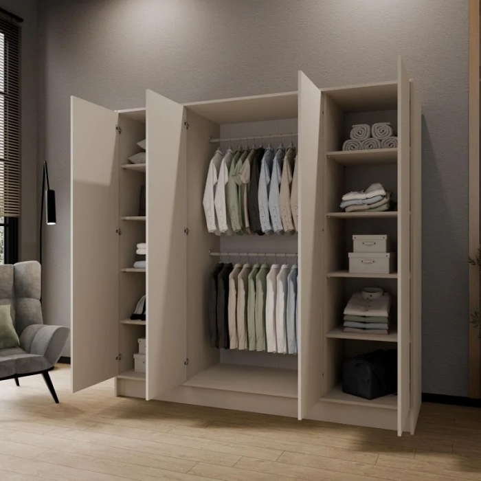 Szafa modułowa LALA w kolorach biały / czarny / kaszmir – do wyboru szerokość 100, 150 lub 200 cm