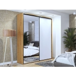 Szafa przesuwna Black IV z lustrem 200 cm czarne dodatki okucia