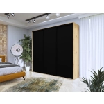 Szafa przesuwna Black II 275 cm czarna dąb artisan z wyposażeniem