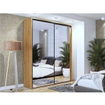 Szafa przesuwna Black V 200 cm z lustrami czarne dodatki okucia