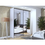 Szafa przesuwna Black V 200 cm z lustrami czarne dodatki okucia