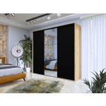Szafa przesuwna Black III 275 cm lustrem czarne dodatki loftowa