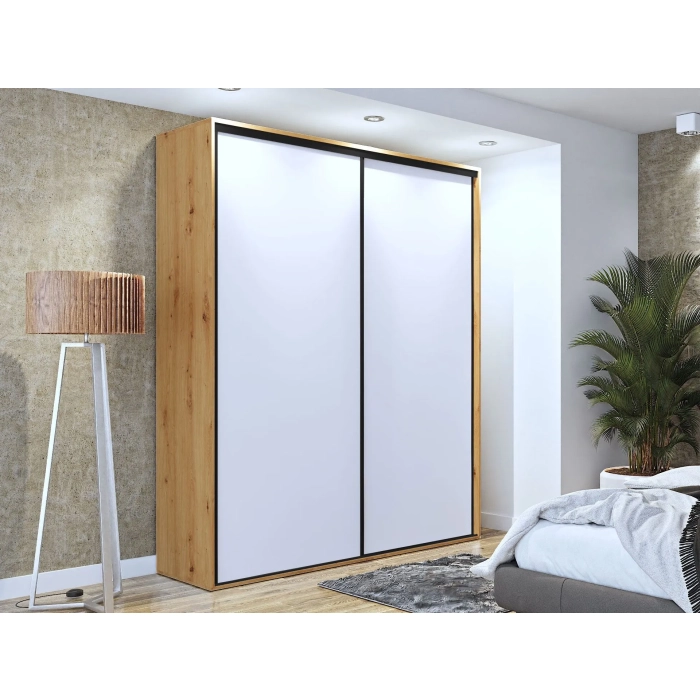 Szafa przesuwna Black 200 cm czarne dodatki okucia