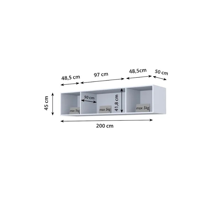 Szafa czterodrzwiowa Aiden 3 200 cm biały z półkami do sypialni nowoczesna