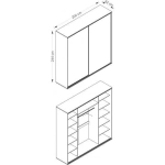 Szafa przesuwna Grand 2 204 cm z frontem lustrzanym wysokość 244 cm