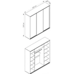 Szafa przesuwna Grand 6 254 cm z dwoma lustrami wysokość 244 cm