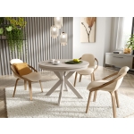Stół okrągły rozkładany AVERO – kolor kaszmir, nowoczesny design, funkcja rozkładania do 180 cm