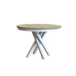 Stół okrągły rozkładany NORDEN 100/138 cm – blat dąb craft biały, czarne metalowe nogi