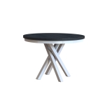 Stół okrągły rozkładany NORDEN 100/138 cm – blat dąb craft biały, czarne metalowe nogi