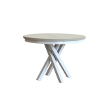 Stół okrągły rozkładany NORDEN 100/138 cm – blat dąb craft biały, czarne metalowe nogi
