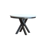 Stół okrągły rozkładany NORDEN 100/138 cm – blat dąb craft biały, czarne metalowe nogi